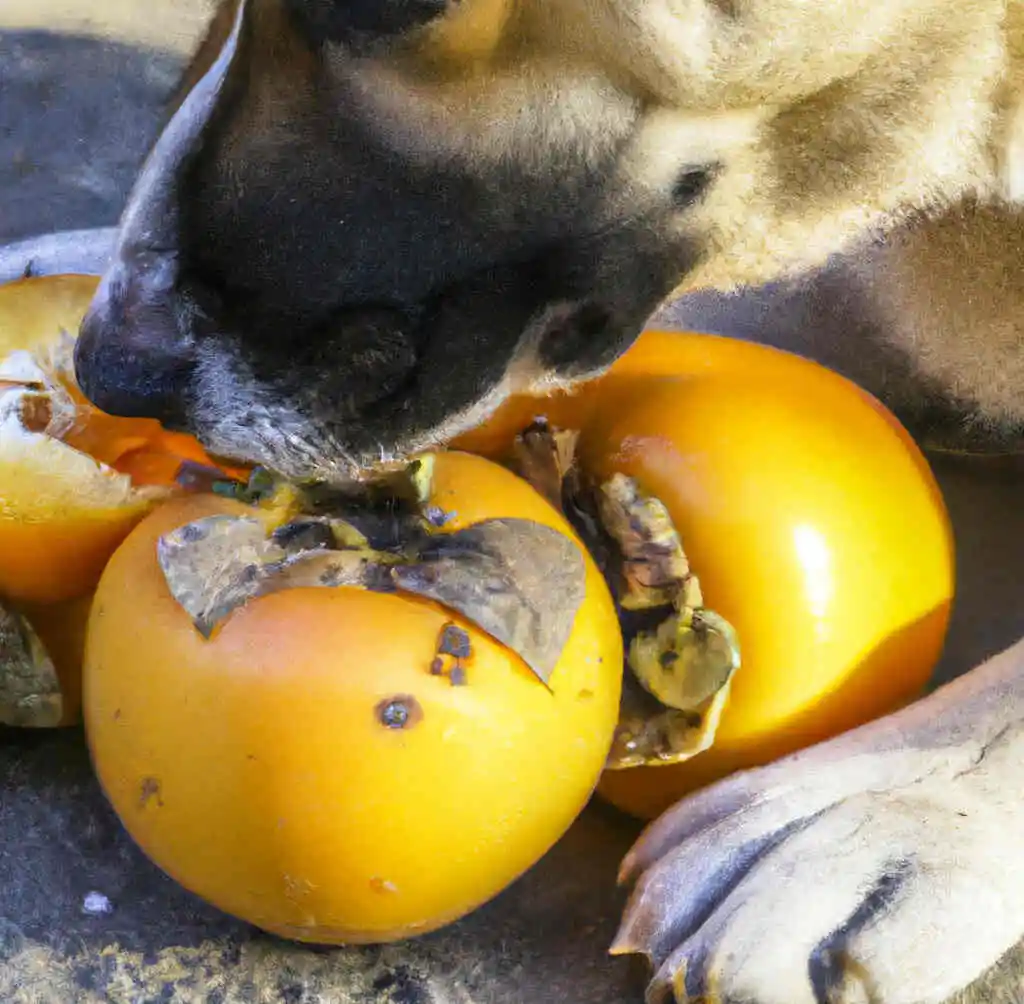 A-dog-is-eating-Persimmons