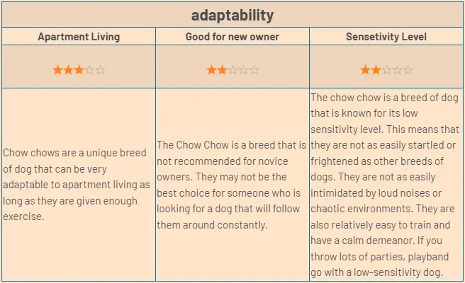 adaptability of chow chow dog